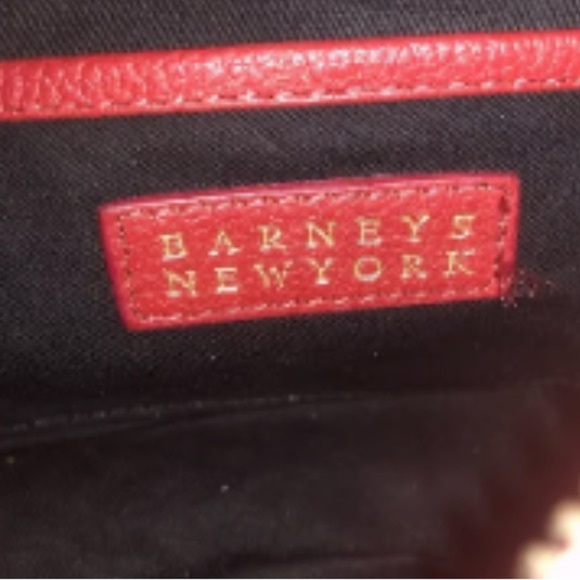 Barneys New York Sm Red Faux Leather Quilted Purse w/goldtone chain handle. - Picture 3 of 5